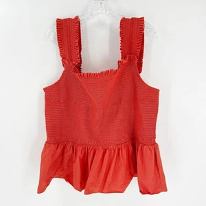 I.N.C. International Concepts Red Cotton Sleeveless Smocked Babydoll Top Size 4X - Picture 1 of 10