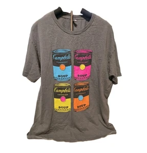 Gray Andy Warhol Campbell’s Soup Pop Art Graphic Tee T-Shirt XL Extra Large Mens - Picture 1 of 7