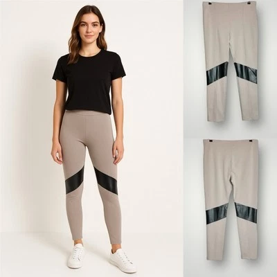 Leggings femininas Victoria’s Secret Moto tamanho grande painel de couro sintético comprimento total - Imagem 1 de 4