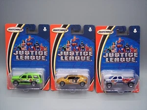LOT (3X) "MATCHBOX" *JUSTICE LEAGUE* SUPERMAN WONDER WOMAN GREEN LANTERN CARDED - Picture 1 of 6