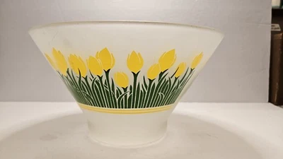 Ensaladera Irene Pasinski Washington de vidrio esmerilado amarillo tulipán años 60 ¡RARO! Foto 1 de 4