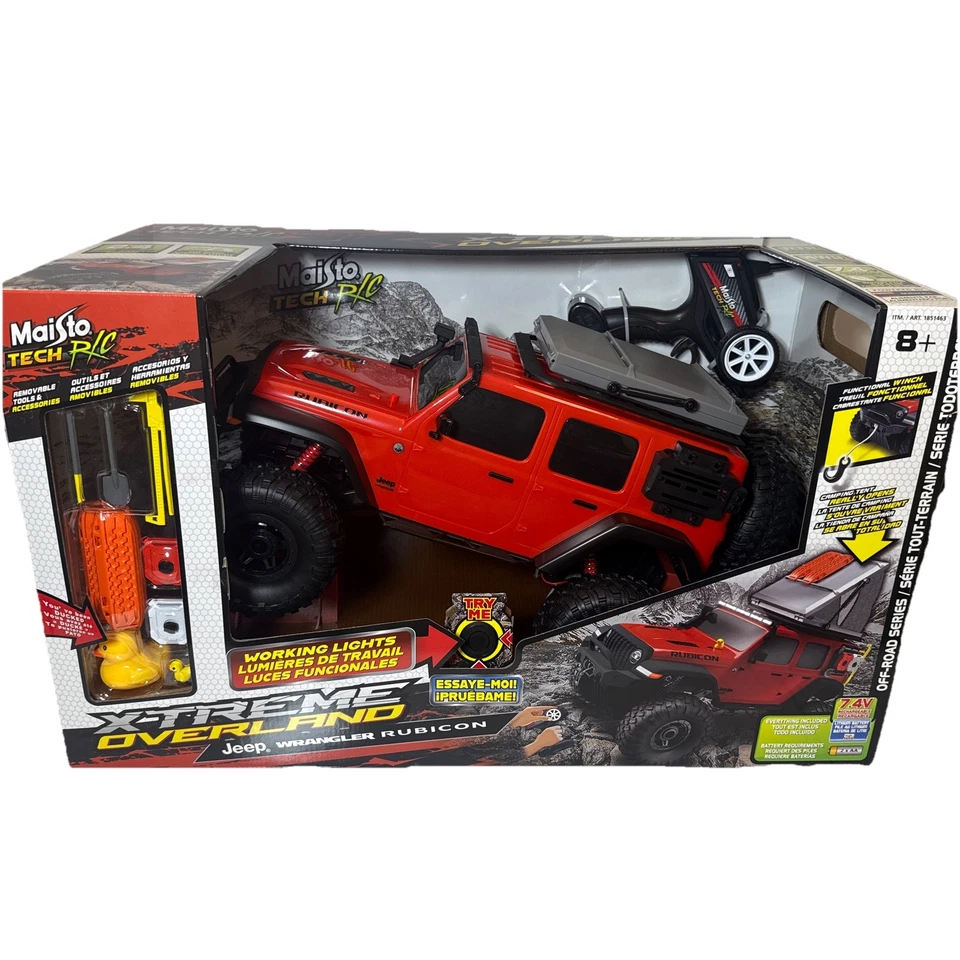 Maisto Tech RC - Jeep Wrangler Rubicon RED /BLUE  Xtreme Overland With Lights - Image 1 of 4