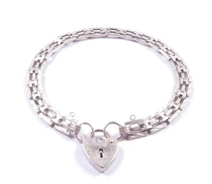 Pulsera de puerta pequeña vintage 1981 con candado y eslabones de plata de ley 925 - Imagen 1 de 9