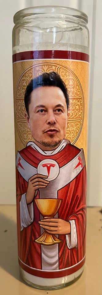 Полноразмерная молитвенная свеча Saint Elon Musk — To The Moon Backside - Изображение 1 из 2
