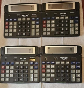 (4 Total) VICTOR SOLAR 1200-4 BUSINESS DESKTOP CALCULATORS 12-DIGIT LCD - Picture 1 of 5