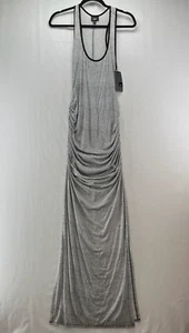 Mossimo Dress Size S Printed Tank Maxi Scoop Neck Ruched Racerback Rayon Gray - Picture 1 of 10