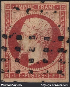 FRANCE EMPIRE 1Fr CARMIN N° 18 AVEC OBLITERATION GROS POINTS A VOIR - Picture 1 of 2