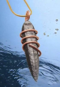 Shadow Hunters of Deep Sea Moroccan Pendant Paleozoic Orthoceras Science Gift #4 - Picture 1 of 3