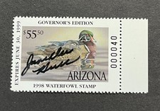 1998 ARIZONA - State Duck Stamp - MNH **GOVERNOR** Signed JANE DEE HULL