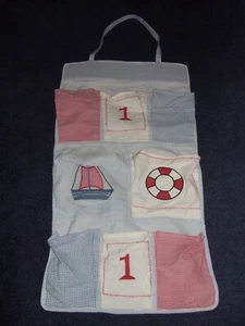 Hanging storage Bag with nautical theme on 8 pockets - hangs on back of door - Picture 1 of 1