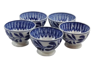 Petrus Regout & Co Café Maastright Juego de 5 Au Lait Blue Leaf Bowl Holanda - Imagen 1 de 9