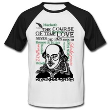 William Shakespeare Amor Verdadeiro-Novo Algodão Baseball Tshirt
