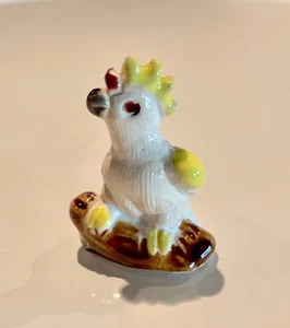 Mini escultura artística peruana hecha a mano de arcilla cerámica pájaro cacatúa blanca - Imagen 1 de 4
