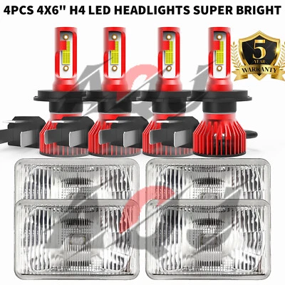 4PCS 4x6" LED HeadlightsFor Kenworth W900 T400/800 Peterbilt 357 379 - Image 1 of 4