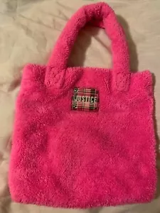 Gebraucht! Justice Mädchen Umhängetasche flauschig neon pink - Bild 1 von 4