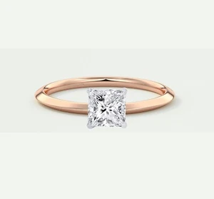 2/3 Ct Princess F/VS Lab Created Grown Diamond Engagement Ring 14K Rose Gold - Imagen 1 de 1