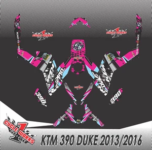 DUKE 390 2013 - 2016 Supermoto SEMI CUSTOM GRAPHICS KIT GLO - Picture 1 of 1