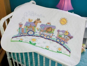 Stamped Cross Stitch Kit Quilt Baby Express 86 x 109cm Threads needle Birth Gift - Picture 1 of 2