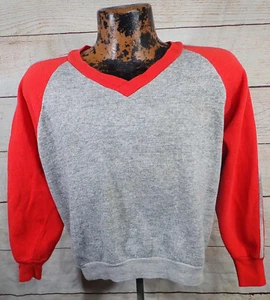 Vintage 1960s 70s Sears Raglan Pullover Sweatshirt Mens M 38-40 Red Gray - Picture 1 of 19