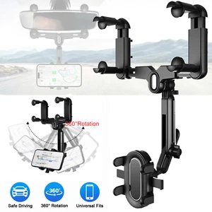 360° Car Rearview Mirror Phone Holder Mount for iPhone 15 14 11 12 13 Pro Max - Picture 1 of 7