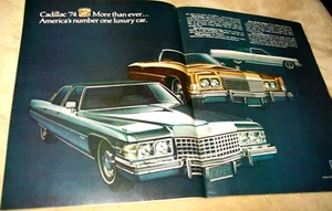 1974 Cadillac Fleetwood Eldorado convertible Coupe DeVille mag centerfold car ad - Picture 1 of 1