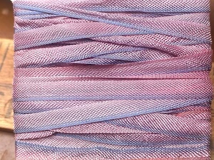 ricamo rayon bordo fiore 1/4" nastro 7mm rosa blu 1yd made in Japan - Foto 1 di 5