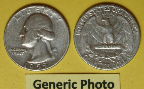 1955 US Washington Quarter in Circulated Condition...see Generic Photos Cover