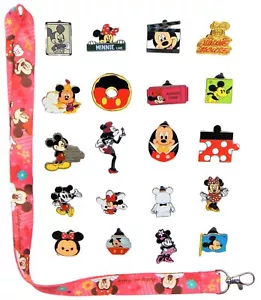 Mickey und Minnie Mouse Thema Starter Schlüsselband Set mit 6 Disney Trading Pins Neu - Bild 1 von 1