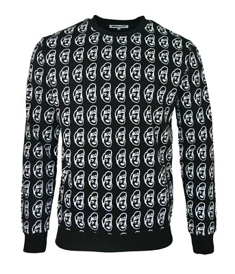 Sudadera Alexander McQueen McQ Hombres S M L XL Jersey Cara Logo Negro Blanco Top Foto 1 de 4