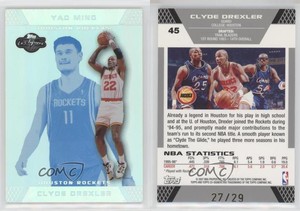 2007-08 Topps Co-Signers Silver Blue Foil /29 Clyde Drexler Yao Ming #45.2 HOF