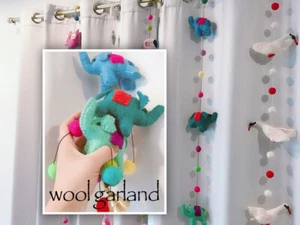 Wool Felt Wall Hangings Elephant Garland - Picture 1 of 8