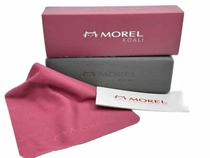 NEW Morel Koali Grey Burgundy Hard Clamshell Eyeglasses Case & Microfiber Cloth - Picture 1 of 7