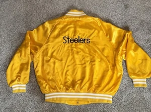 Vintage Pittsburgh Steelers Bomber Jacket Satin Nylon 80s West Ark USA GOLD - Picture 1 of 14