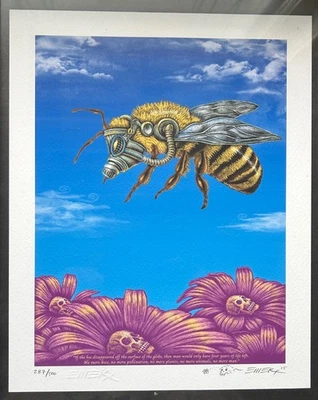 Out of Print Endangered Bee by Emek.  8x10, signed, embossed and doodled. - Image 1 of 2