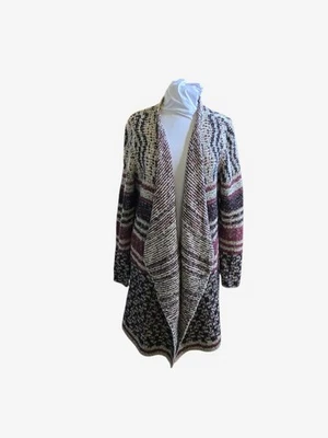 Mujer Lucky Brand Frente Abierto Cárdigan Suéter Negro Rosa Geométrico Talla XL Foto 1 de 4