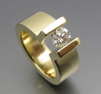 REIF-DESIGN - ELEGANTER BRILLANT SPANNRING - AUS EIGENER GOLDSCHMIEDE - 585 GOLD - Bild 1 von 4