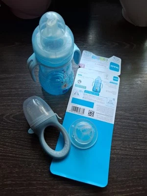 Set Baby Flasche Mam mit 2 Trinktüllen z. T. Neu und Fruchtsauger - Bild 1 von 4