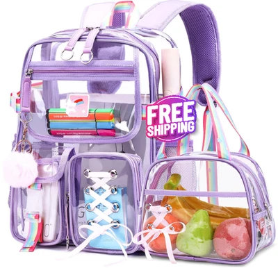 Mochila transparente de doble capa,bolsa transparente para niños,Mochila escue Foto 1 de 4