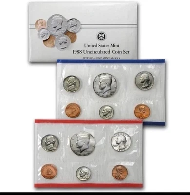 1988 US Mint P & D Uncirculated Coin Set In OGP - Image 1 of 4