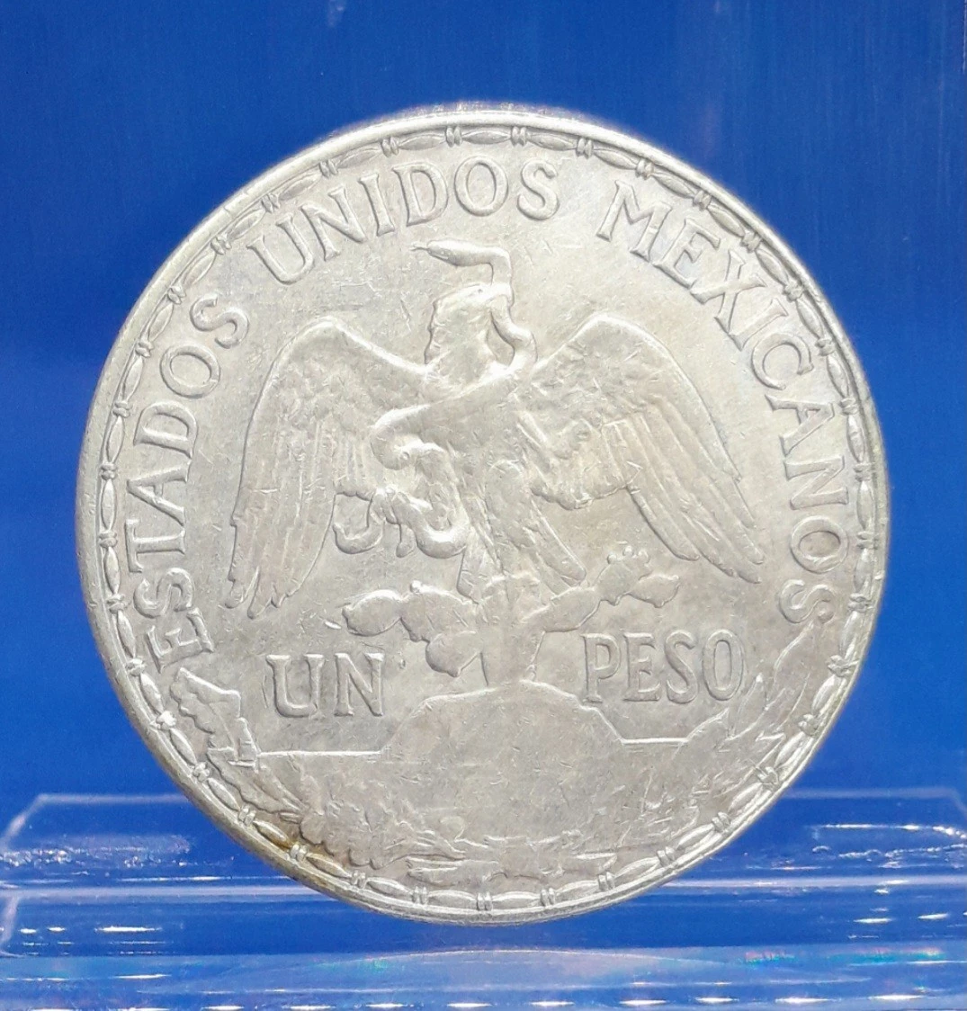 Alte Mexiko-Münze – 1 Peso Von 1914, Versilbert & Handgefertigt, Einzigartiges Sammlerstück