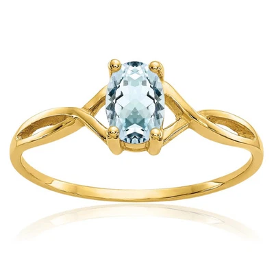 Anillo aguamarina de oro amarillo macizo de 10K Foto 1 de 4