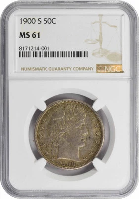 1900-S Barber Silver Half Dollar MS61 NGC - Image 1 of 4