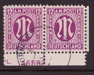 Bizone 7 z aa Pl-Nr. gestempelt Unterrandpaar Plattennummer geprüft (22032) - Picture 1 of 1