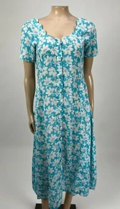 Vestido Para Mujer Vintage Años 80 90 Sin Marca Floral Botón Poliéster Azul S/S AA2 - Imagen 1 de 6