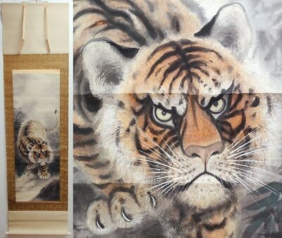Japanese Hanging Scroll KAKEJIKU Tiger Painting Art Painting By Hidemitsu • 146.63£