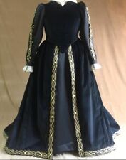 Womens Vintage Clothing Black Velvet Embroidered Flared Wedding Cocktail Gowns