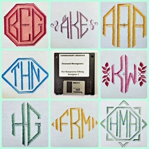 Diamond Monograms Embroidery Designs Disk for Husqvarna Viking  Designer 1 - Picture 1 of 6