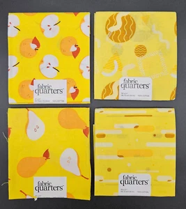 4 Fat Quarters Yellow FQ 18 x 22 Cotton Quilting Fabric NEW - Picture 1 of 6