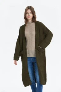 OJAY Open Front With Pocket Long Knit Cardigan - Picture 1 of 6