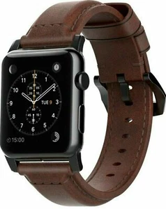 Bracelet de montre en cuir Horween marron classique Nomad pour Apple Watch 38 mm NEUF - Photo 1 sur 5